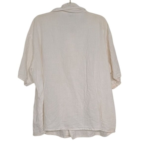 CP Shades Linen Cotton Shirt Womens Size Large White Button Front Short Sleeve - Picture 6 of 13